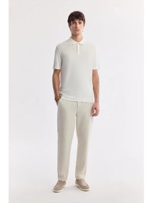 AVVA Erkek Bej Klasik Bel Viskon Karışımlı Gofreli Relaxed Fit Pantolon A51Y3044