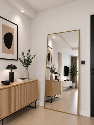 Effe Yapı Dekor Gold Metal Çerçeveli 180X80 cm Ayaklı Boy Aynası