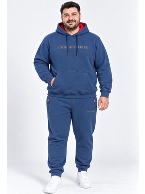 Fore Sport Erkek Kapüşonlu 3 Iplik Şardonlu Battal Boy Eşofman Takımı