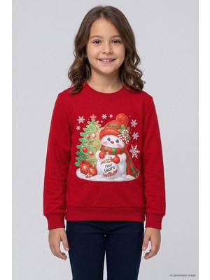 Kinderos Kardan Adam Baskılı Yılbaşı Çocuk Sweatshirt - 26K 30862