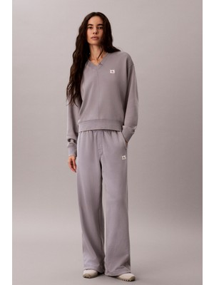 Calvin Klein Ls Woven Label Terry Vneck Hvwt-