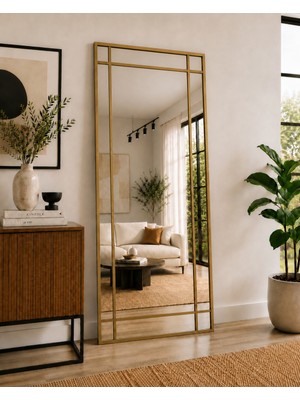 Effe Yapı Dekor Gold Metal Çerçeveli 180X80 cm Dekoratif Ayna