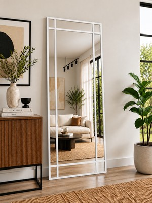 Effe Yapı Dekor 180X80 cm Beyaz Metal Çerçeveli Dekor Ayna