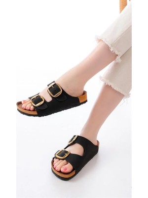 Umut Ayakkabı P-101 Siyah Günlük Birkenstock Kadın Terlik