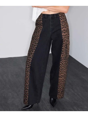 İpekyol Leopar Desen Mix Jean Pantolon IW6260018054001