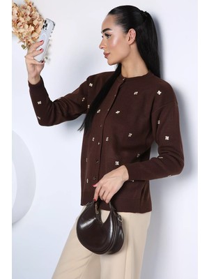Gülseli Nakışlı Triko Hırka P-00023150
