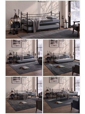 MetaLiga Unimet Laris Yavrulu Daybed Metal Karyola 90X200 – Açılır Alt Yatak ile Çift Kişilik Kullanım, Ayrılabilir Iki Karyola, Yataklar Hariç