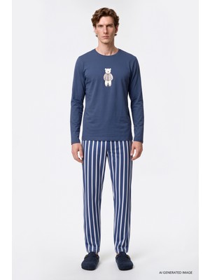 Altınyıldız Classics 2'li %100 Pamuk Yumuşak Dokulu Yan Cepli Çizgili Pijama Takımı