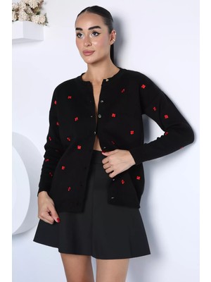 Gülseli Nakışlı Triko Hırka P-00023150