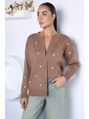 Gülseli Nakışlı Triko Hırka P-00023150