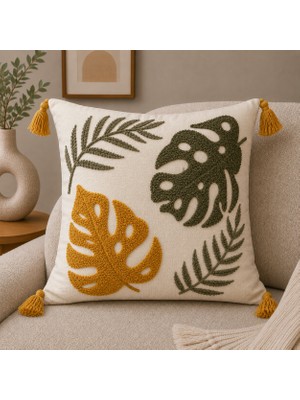 Fuens Punch Nakışlı Kırlent Kılıfı Yüksek Kalite Keten Kumaş - 43*43 cm PUNCH064