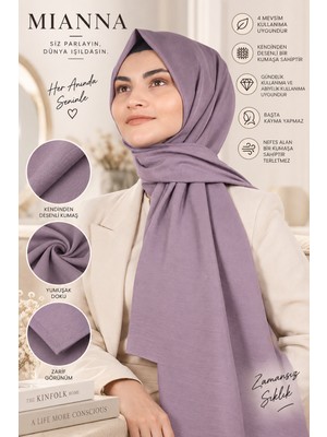 Mianna Lila Şal – 4 Mevsim – Terletmeyen – Ütü Gerektirmeyen – Başta Ağırlık Yapmayan – Günlük Şal