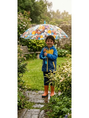 Lutara (Düdük Hediyeli)72 cm Koruma Kılıflı  Desenli Çocuk Şemsiyesi Yağmur Kış  Sonbahar Çocuk Bebek