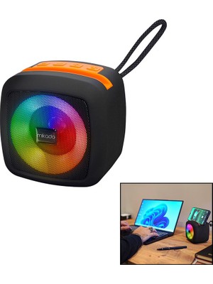 Timion Siyah Kablosuz Hoparlör - Speaker Taşınabilir Işıklı USB Şarjlı Bt - Tf Card 10 mt Men
