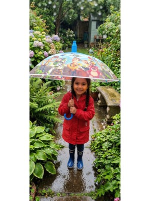 Lutara (Düdük Hediyeli)72 cm Koruma Kılıflı  Desenli Çocuk Şemsiyesi Yağmur Kış  Sonbahar Çocuk Bebek