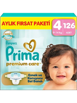 Prima Bebek Bezi Premium Care 4 Numara 126 Adet Aylık Fırsat Paketi