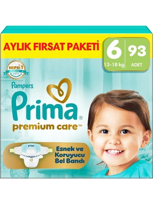 Prima Bebek Bezi Premium Care 6 Numara 93 Adet Aylık Fırsat Paketi