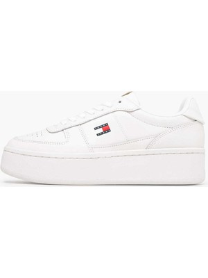 Tommy Hilfiger Tommy Hılfıger Kadın Marka Logolu Günlük Kullanıma Uygun Ekru Sneaker EN0EN03082 Ybl