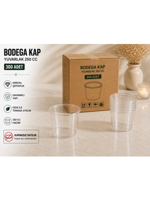 Antpap Ambalaj 250 cc Bodega Yuvarlak Kap 300 Adet – Şeffaf Plastik Kase