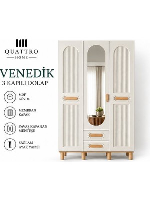 Quattro Home Venedik 3 Kapaklı Dolap