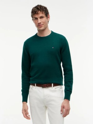 Tommy Hilfiger Tommy Hılfıger Erkek Marka Logolu  Pamuklu Günlük Kullanıma Uygun Yeşil Kazak MW0MW28046 Mq8