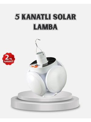 Genel Tedarik Güneş Enerjili ve USB Şarjlı LED Kamp Lambası – 5 Farklı Işık Modlu, Askılı Tasarım