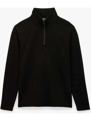 Koton Pamuklu Straight Fit Uzun Kollu Yarım Fermuarlı Dik Yaka Spor Sweatshirt