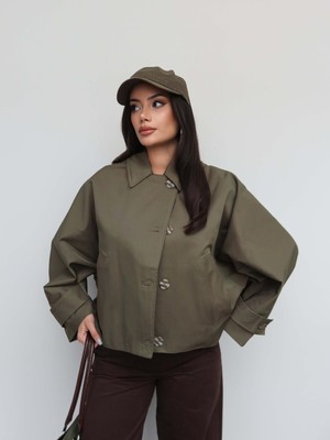 Esra Helvacı Kapüşonlu Kısa Trench