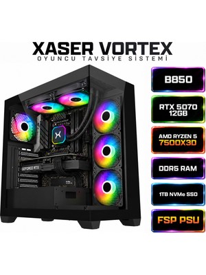 Xaser Vortex X260 Ryzen 5 7500X3D 32GB Ddr5 Ram 1tb M.2 Nvme SSD 12GB RTX5070 Sıvı Soğutmalı Oyuncu Bilgisayarı