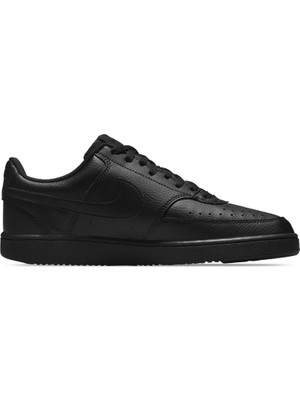 Nike Court Vısıon Lo Nn Erkek Spor Ayakkabı Kauçuk Tabanlı Suni Deri Siyah Renkli