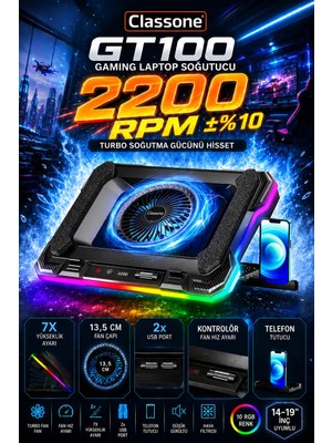 Classone GT100 Gaming Laptop Sogutucu 2200RPM , Rgb Işıklı , LED Display Notebook soğutucu stand