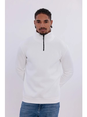 S4 Yarım Fermuarlı 3 Iplik Şardonlu Sweatshirt