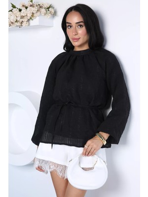 Gülseli Kadın Bel Bağcıklı Astarlı Bluz P-00022973