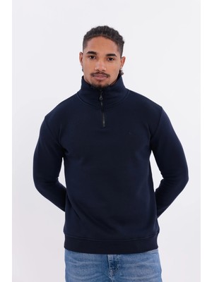 S4 Yarım Fermuarlı 3 Iplik Şardonlu Sweatshirt