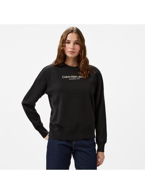 Calvin Klein Jeans Institutional Graphic Kadın Siyah Sweatshirt