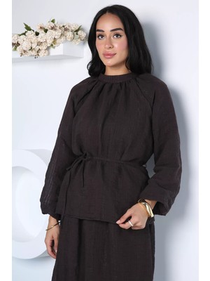Gülseli Kadın Bel Bağcıklı Astarlı Bluz P-00022973