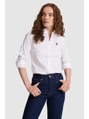 U.S. Polo Assn. Kadın Beyaz Uzun Kollu Basic Gömlek 50333777-VR013