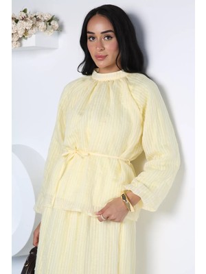 Gülseli Kadın Bel Bağcıklı Astarlı Bluz P-00022973