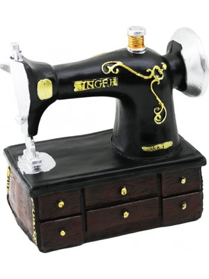 Pileli Store Dikiş Makinesi Vintage Dekoratif Biblo 20X15X8.5CM Reçine (4887)