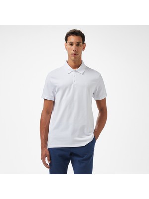 Calvin Klein Smooth Cotton Solid Erkek Beyaz Polo