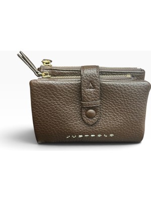 Just Polo Ithal Çıtçıtlı Küçük Soft Suni Deri Kadın Cüzdan Çanta Kahve