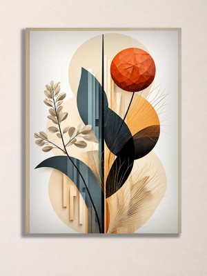 North Whiskers Modern Botanik ve Geometrik Metal Tablo - Soyut Duvar Dekoru, Metal Poster Wall Art