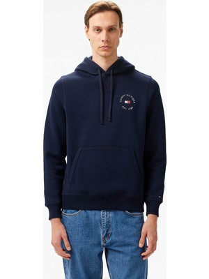 Tommy Hilfiger Hilfiger Roundall Flag Erkek Mavi Hoodie