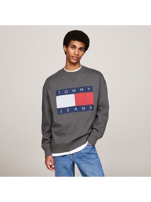 Tommy Hilfiger Tommy Jeans Erkek Gri Sweatshirt