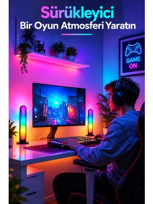 Neeko Nova 2’li Rgbıc Masaüstü LED Lamba – Telefon ve Kumanda Kontrollü,  Yatay ve Dikey Kullanım