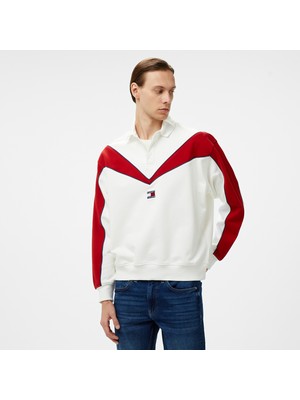 Tommy Hilfiger Jeans Tj Game Day Rugby Erkek Beyaz Hoodie