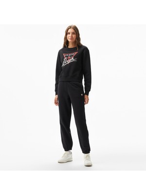 Guess Triangle Label Jo Organic Soft Fleece 350 Kadın Siyah Eşofman Altı