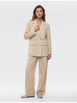 Koton Cepli Uzun Kollu Düğmeli Kruvaze Oversize Blazer Ceket