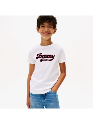 Tommy Hilfiger Varsity Interlock Çocuk Beyaz T-Shirt