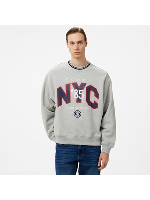 Tommy Hilfiger Jeans Tj Game Day Nyc Crew Erkek Gri Sweatshirt